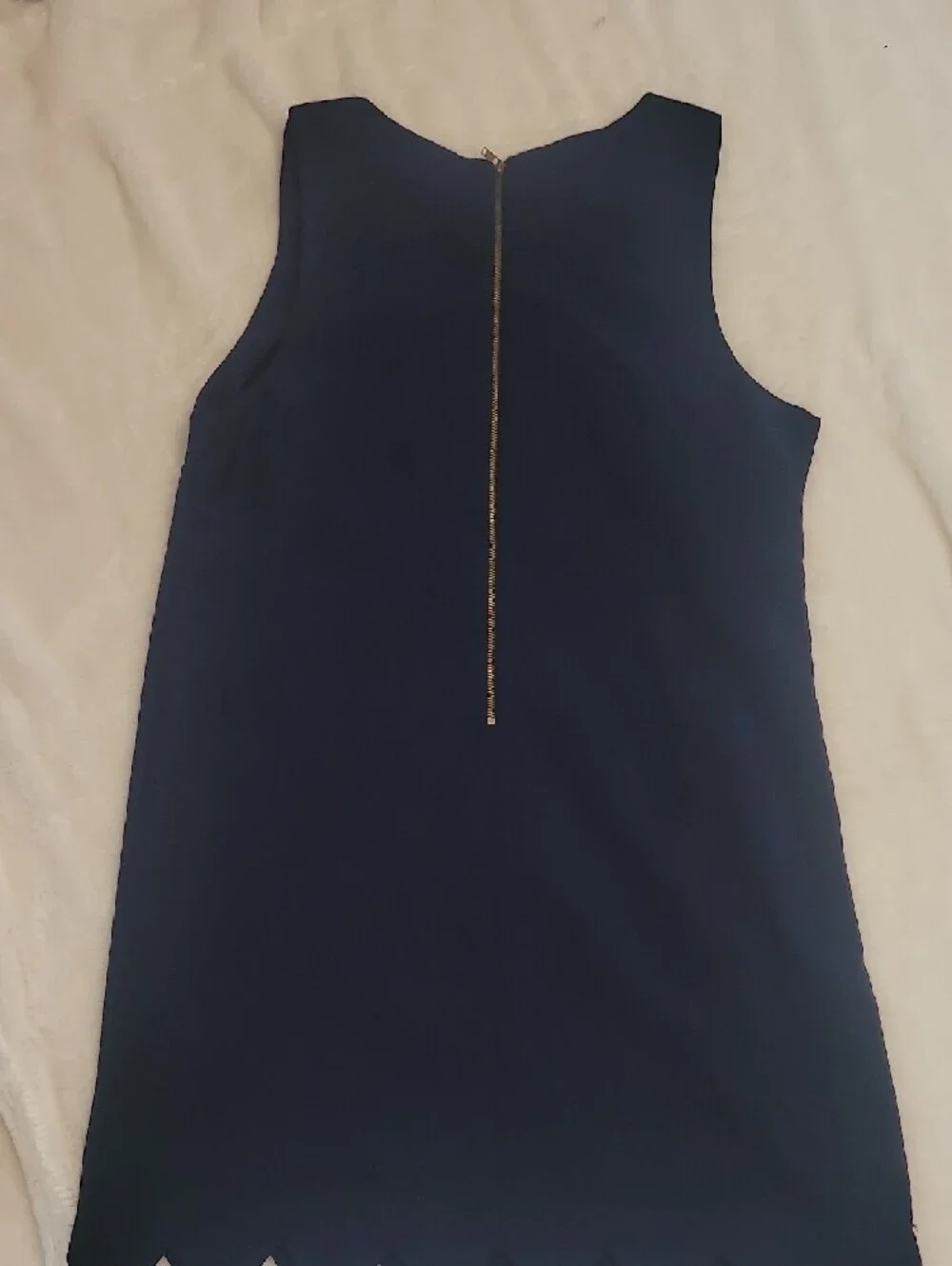 Monteau Navy Scallop-Hem Sleeveless Shift Dress - Picture 4 of 4